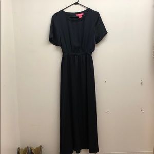 Deep Blue/black Sleek Maxi Dress - Brand New